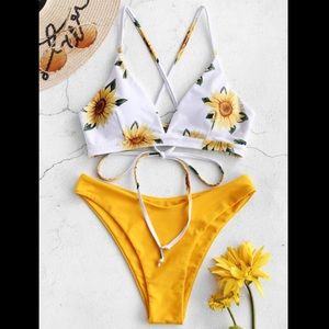 ZAFUL Sunflower Crisscross Bikini Set 🌻